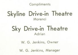 Skyline Auto Theatre - Adrian High School Yearbook 1956 (newer photo)